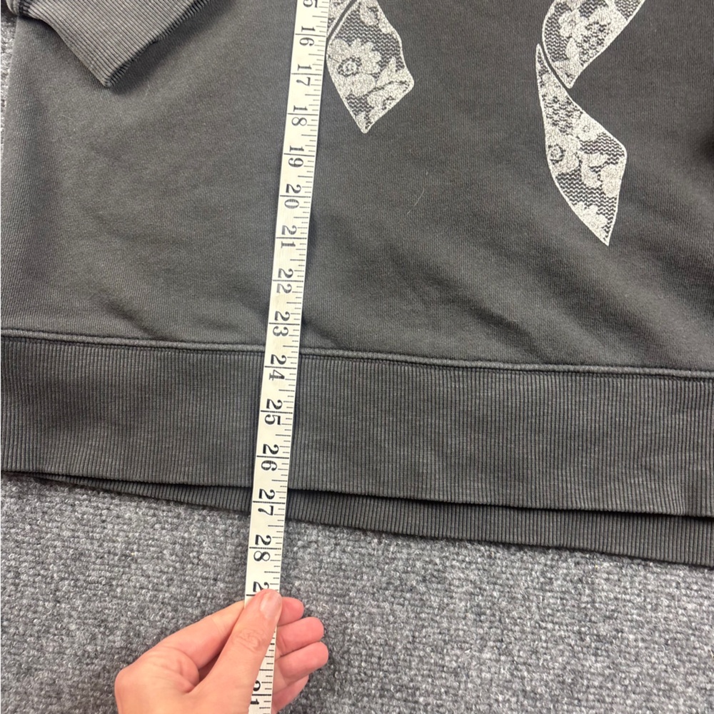 AERIE Women’s Charcoal Grey Crewneck Lace Bow Sweatshirt Keyhole cut out - Small - Picture 6 of 6